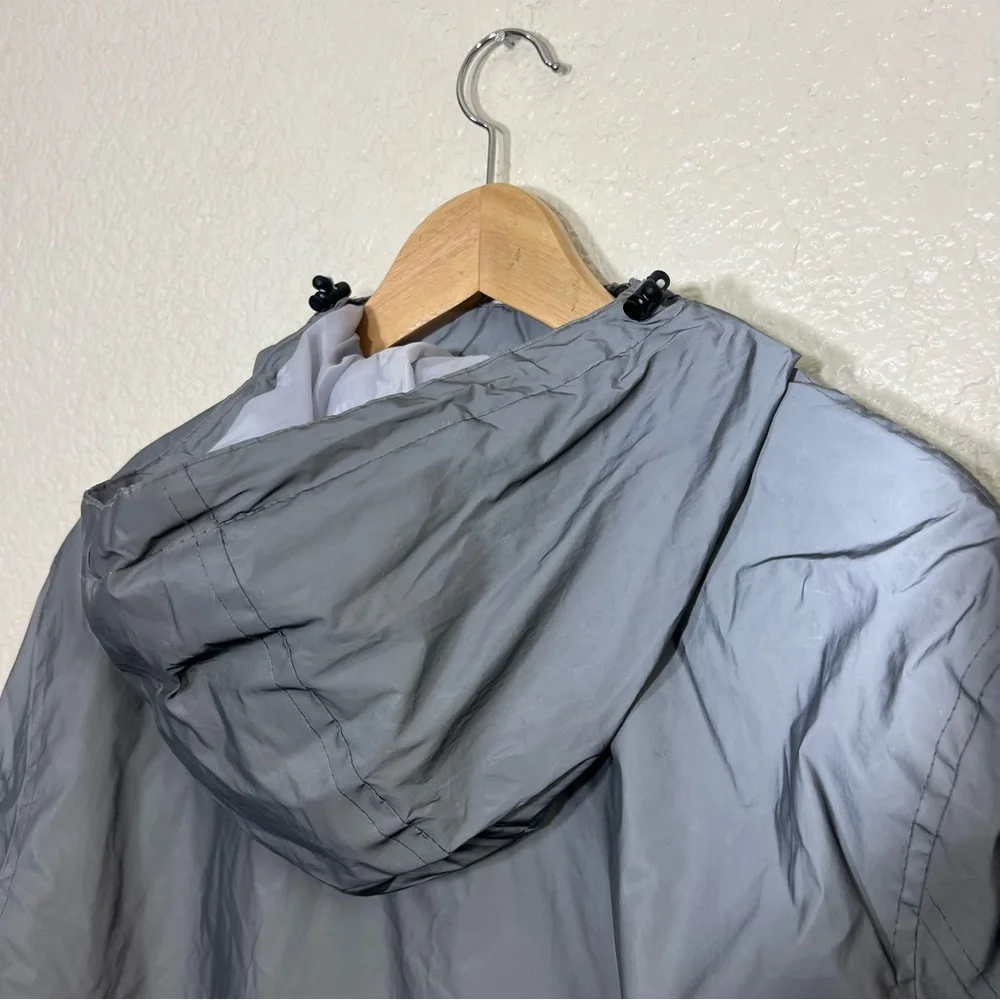 Members Only Space Suit Silver Reflective Pullover Windbreaker Hoodie Size M